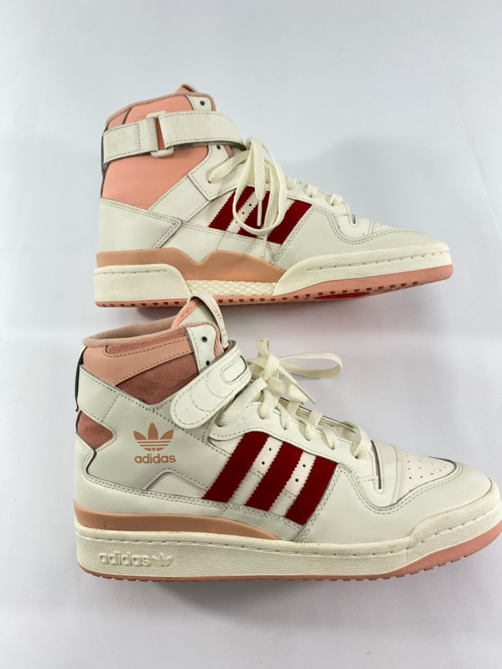 Adidas HO1670 Men’s Size:9 High-Top Sneakers In Cream Pink & Red Accents